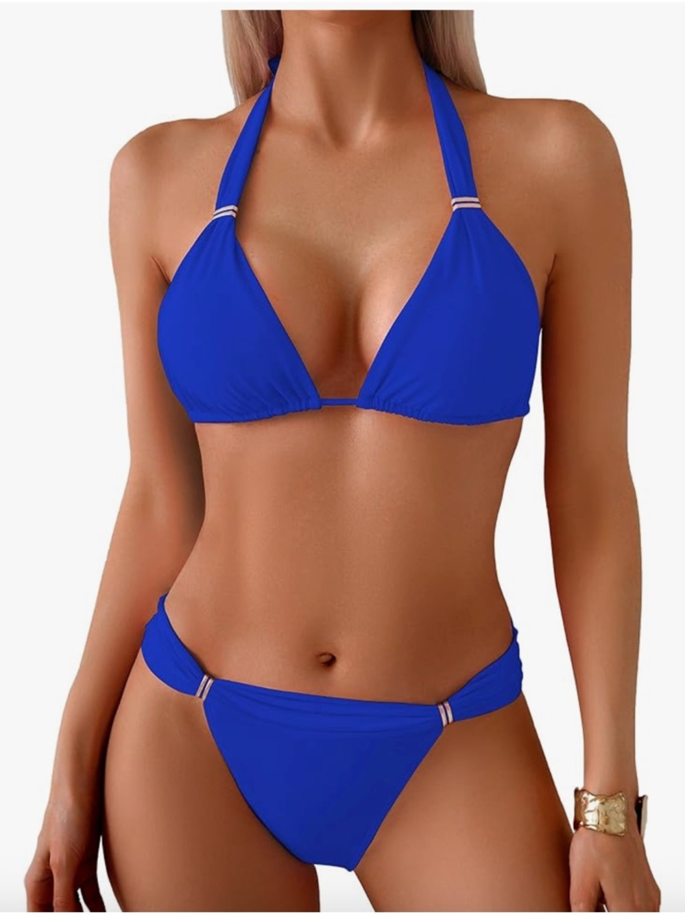 Royal Blue Halter Bikini Set - Women Swim